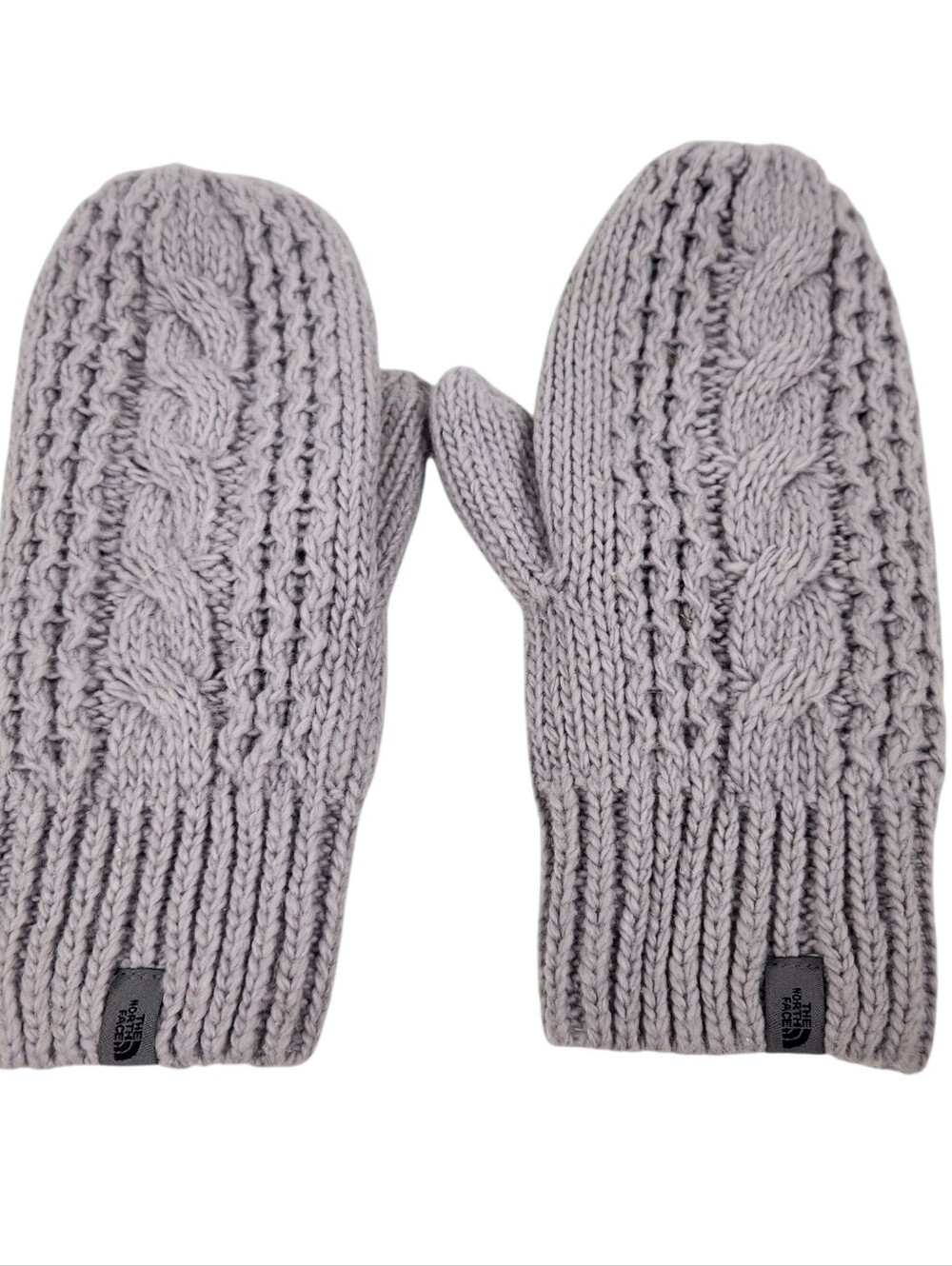 The North Face Wool Alpaca Blend Cable Knit Mitt Mittens Grey Women Size L to XL